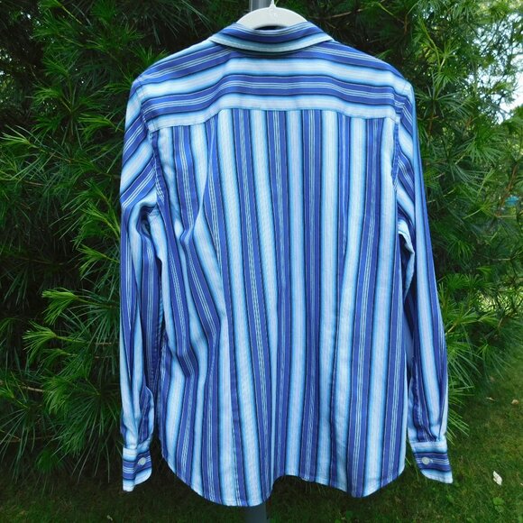 Jones New York Signature Striped Cotton Buttondown Top - Picture 3 of 3